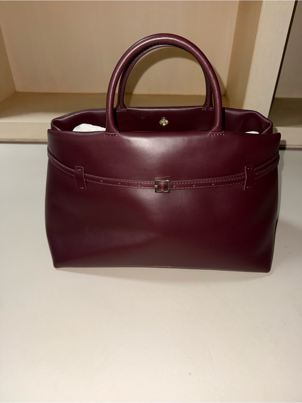 Manu Atelier Women's Structured Top-Handle Tote in Deep Wine